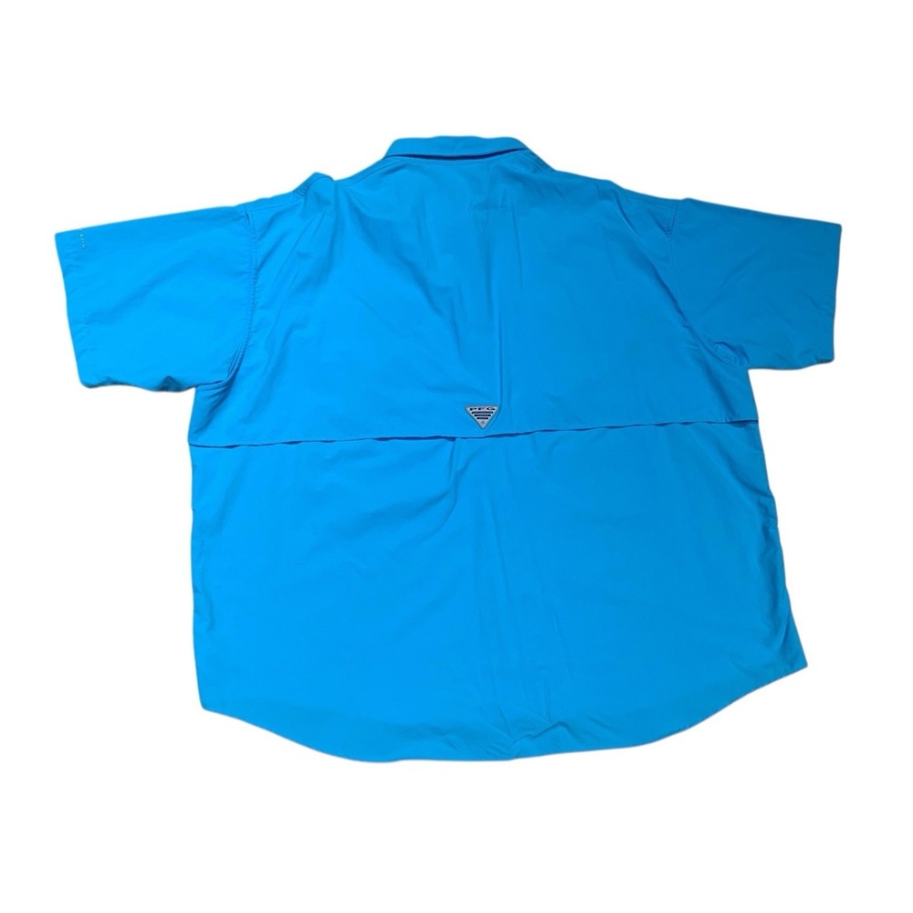 COLUMBIA PFG Fishing Shirt Mens 4X Tall Blue Short Sleeve Button Up 26x34 - Picture 3 of 11